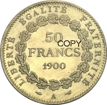 Franța Republica Monede de aur de 50 de Franci 1900 Un Alama Metal de Copia Monede
