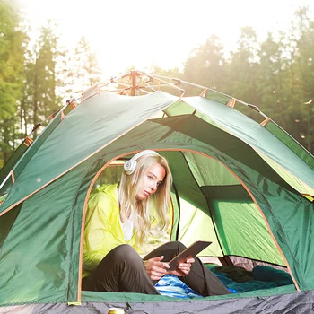 Automate De Camping Cort 1-2 Persoană De Familie Dublu Strat Configurare Instant Tent În Aer Liber, Protable Drumeții Cu Rucsacul În Spate De Călătorie