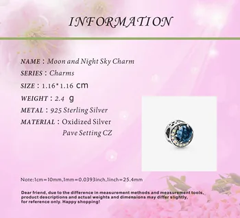 VÂNZARE! 925 de Argint Margele Luna și Cerul de Noapte Farmecul Original se Potrivesc Pandora Bratari Femei DIY Moda Bijuterii Cadou