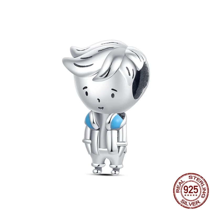 2021 PLATA Farmecul Ley Argint 925 Fată Drăguță Mic Băiețel Margele Potrivite Pentru Femei Original Pandora Brățară DIY Bijuterii Imagine 1