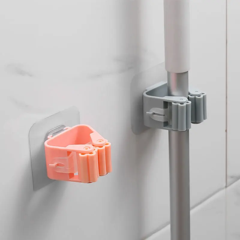Auto-Adeziv Mop Rack Cârlige de Perete Mătură Raft Toaletă Suport Instrumente de Cuier pentru Baie Accesorii Bucatarie Organizator Casa de Stocare Imagine 0