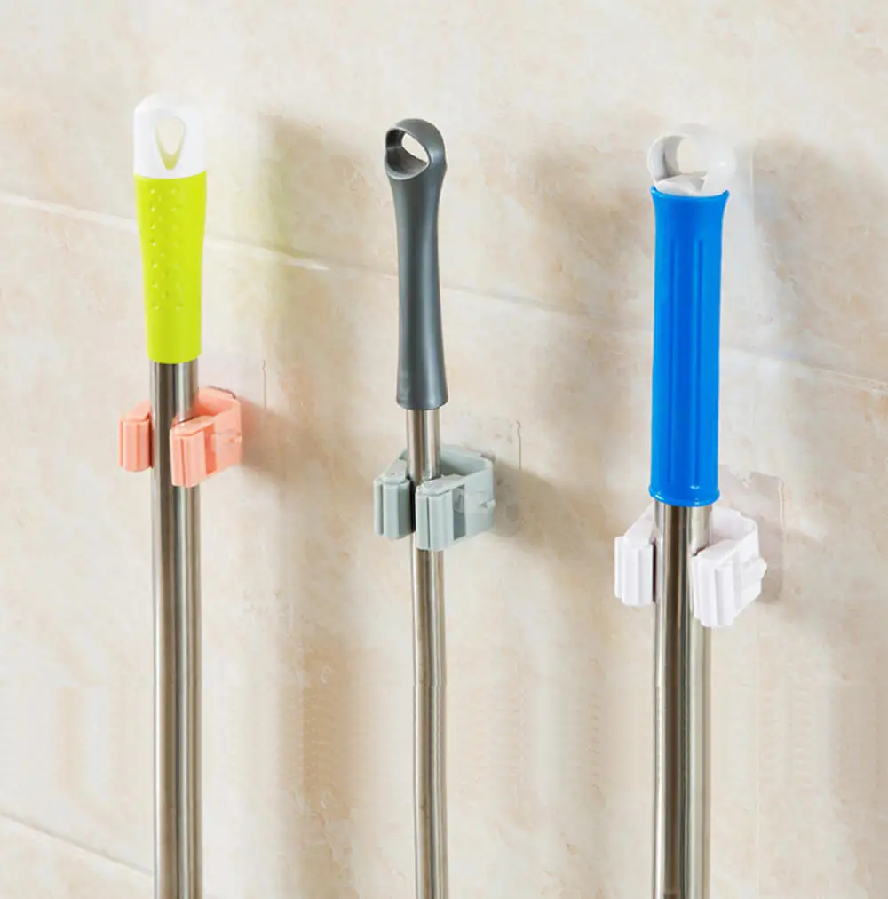 Auto-Adeziv Mop Rack Cârlige de Perete Mătură Raft Toaletă Suport Instrumente de Cuier pentru Baie Accesorii Bucatarie Organizator Casa de Stocare Imagine 5