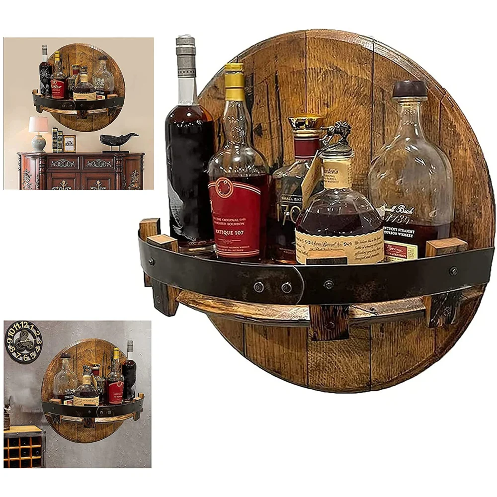 Raft Vinuri Raftul Blat Depozitare Consola Creative De A Prezenta Elementele Din Lemn, Console De Creativitate Pentru Bucatarie Whisky Display Stand Imagine 5