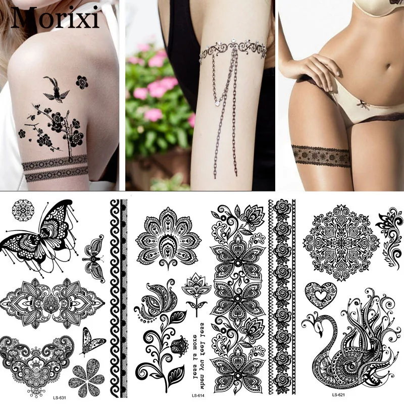 presume course commonplace Negru Henna Tatuaje Braț de dimensiuni mari sexy flori India Mandala  Inspirat Corpul Autocolant Picioare Bratara Tatuaj Temporar RA018 ~ Tattoo  & body art - Infocurs.ro