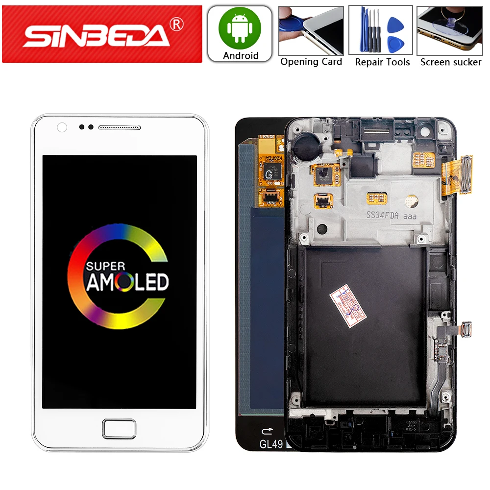 Super AMOLED Pentru SAMSUNG Galaxy S2 i9100 I9100 Display LCD Touch Screen cu Cadru Digitizer Pentru Display LCD Samsung S2 i9100 Imagine 3