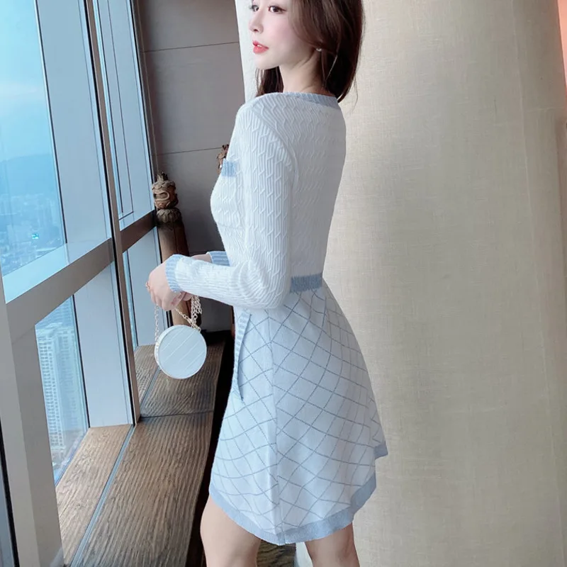 Coreeană De Moda Casual Pulover Tricotate Rochie 2021 Nou De Toamna Elegante, Chic Cu Maneca Lunga Bodycon Rochii Mini Vestidos Halat De Femme Imagine 5