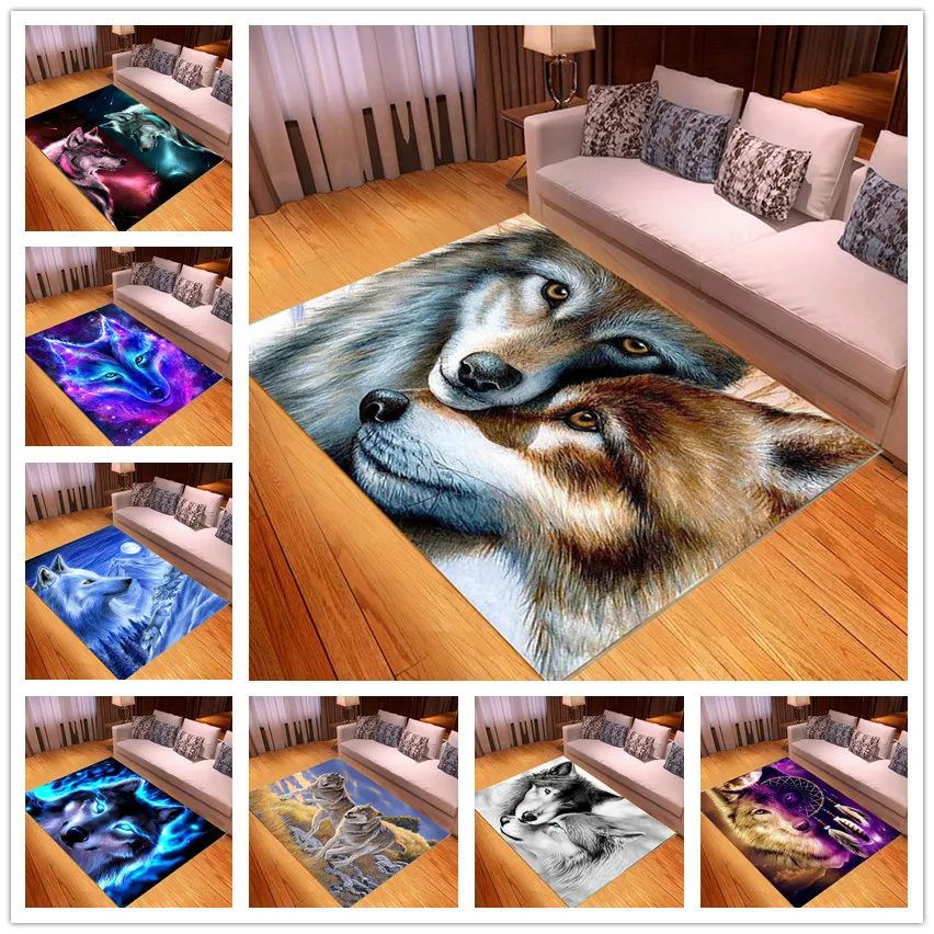 Wolf 3D Tipărite Covor Tigru Covoare pentru Living, Dormitor cu Ușă Cat Saltea Covor pentru Hol Bucatarie Baie Animal wolfCarpet Imagine 4