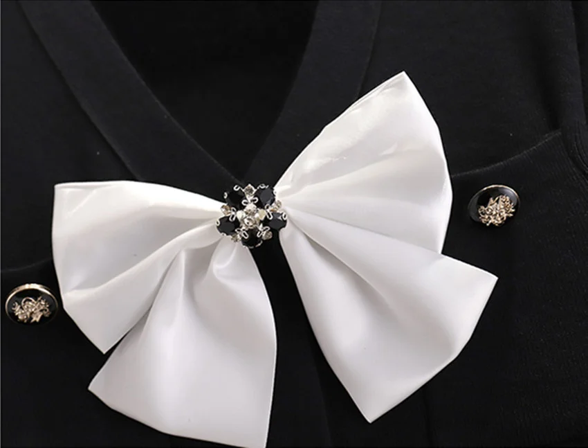 Moda Femei Diamante Bowknot Rochie Pulover 2021 Elegante Plus Dimensiune Maneca Lunga Din Tricot Pieptul Singur Buzunar O Linie De Rochie Imagine 3