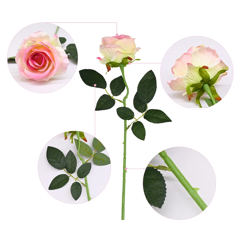 5Pcs Real Touch Flori de Trandafir Flanel Buchet de Flori Masa Vaza Flori Artificiale Decorative Buchet de Nunta Decor Acasă Imagine 1
