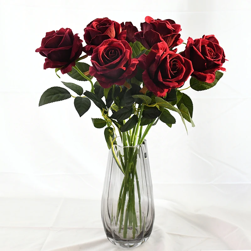 5Pcs Real Touch Flori de Trandafir Flanel Buchet de Flori Masa Vaza Flori Artificiale Decorative Buchet de Nunta Decor Acasă Imagine 2