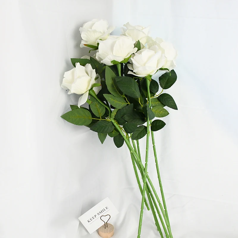 5Pcs Real Touch Flori de Trandafir Flanel Buchet de Flori Masa Vaza Flori Artificiale Decorative Buchet de Nunta Decor Acasă Imagine 3