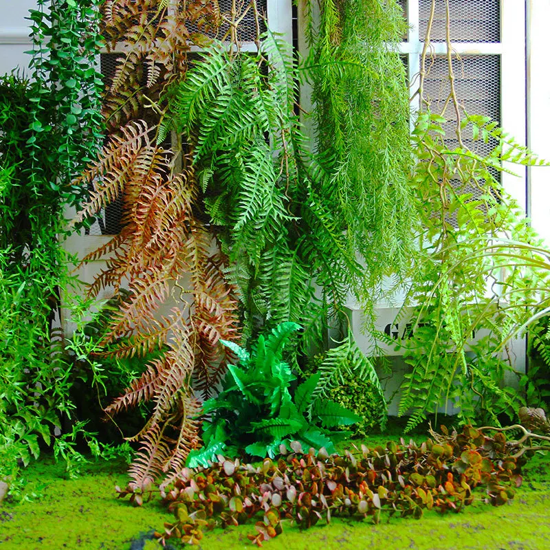 Agățat de perete Feriga aer iarba de viță de vie verde Flori Artificiale decor Nunta flores plastic fals plant fleur artificielle rattan Imagine 1
