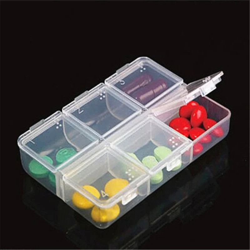 Mini Organizator Caz 6 Grile Pilula Caseta de Pilula Caz Distribuitor Cutii cu Medicamente de Distribuire Trusă Medicală transparent cutie de depozitare Organizator Imagine 2