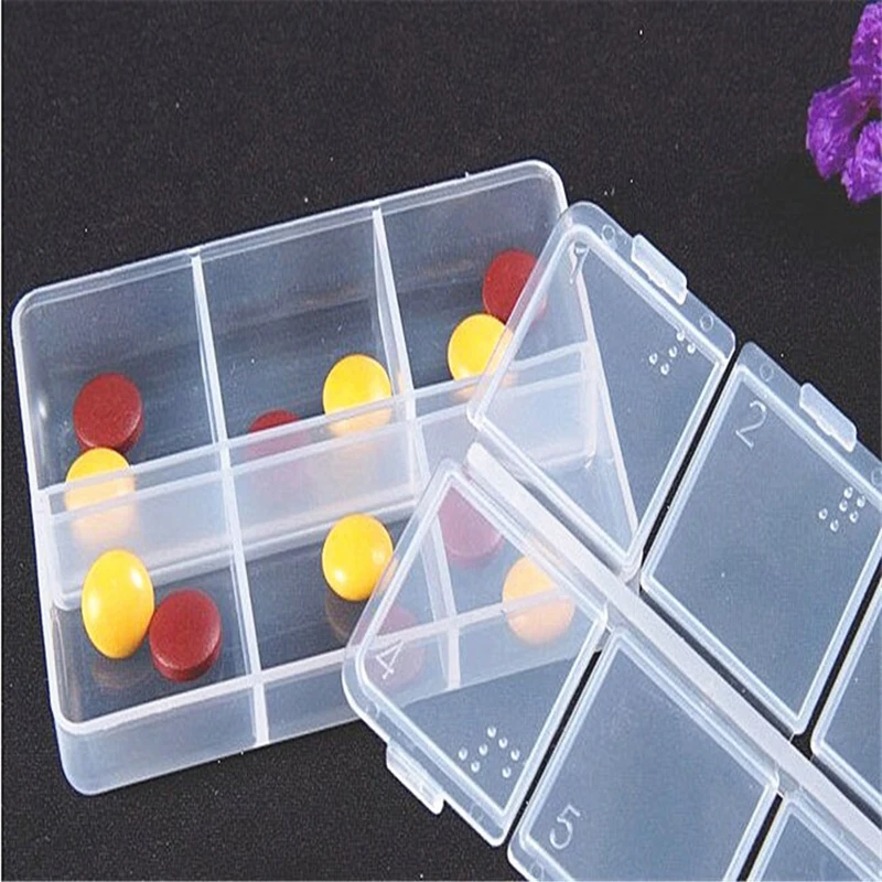 Mini Organizator Caz 6 Grile Pilula Caseta de Pilula Caz Distribuitor Cutii cu Medicamente de Distribuire Trusă Medicală transparent cutie de depozitare Organizator Imagine 4