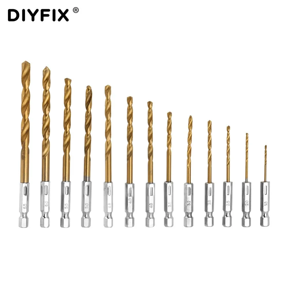 DIYFIX 13Pcs HSS de Mare Viteză din Oțel Set burghie Titan Acoperit Twist Drill Bits Instrument de Putere de Înaltă Calitate Instrumente DIY Imagine 3