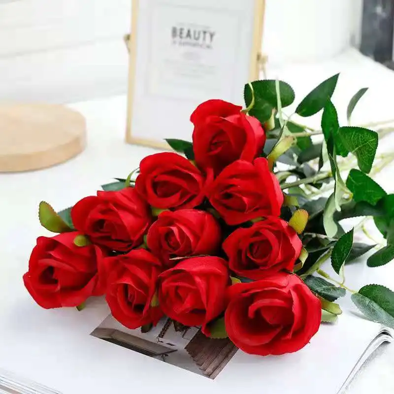 Artificiale de Trandafir Buchet de Nunta de Ziua indragostitilor Rose Hotel Decor Flori Artificiale Imagine 5