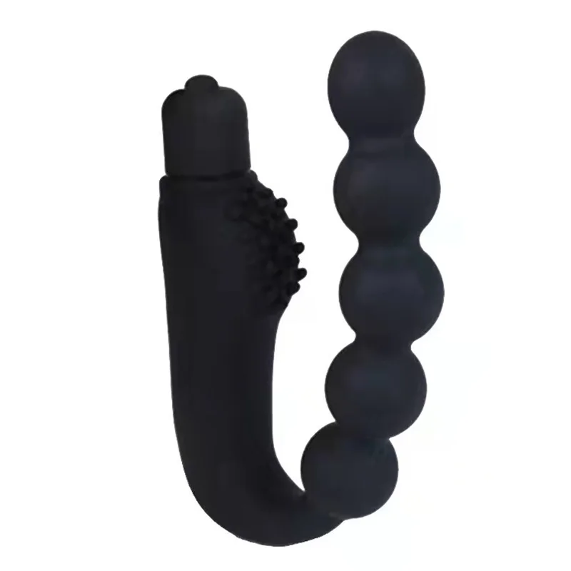 Moonuo Siliciu Negru Anal Plug Trage Margele Inel Vibrator de Masaj Wireless de Încărcare USB rezistent la apa de sex Masculin Masturbator Jucarii Sexuale Imagine 0
