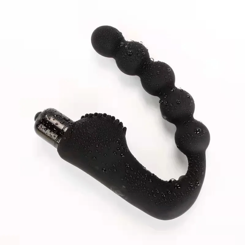 Moonuo Siliciu Negru Anal Plug Trage Margele Inel Vibrator de Masaj Wireless de Încărcare USB rezistent la apa de sex Masculin Masturbator Jucarii Sexuale Imagine 5