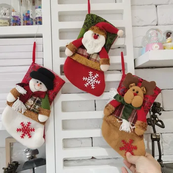 Anul nou, Crăciun Ciorapi Ciorapi cu om de Zăpadă Moș Elan, Urs de Imprimare Crăciun Bomboane Cadou Geanta Șemineu Pom de Crăciun Decorare