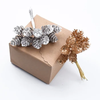10 Buc de Aur, Argint Con de Pin Decoratiuni de Craciun pentru Casa de Nunta Accesorii Mireasa Clearance-ul Diy Cutie de Cadou Plante Artificiale