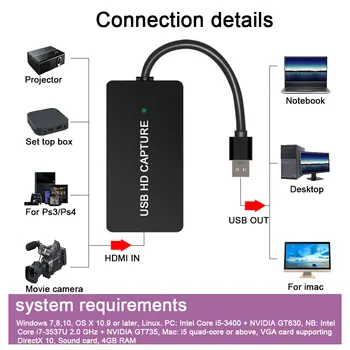 EzCAP311L UVC USB 2.0 Captura Video Live Streaming de Card de Intrare HDMI Joc de Captare Pentru OBS Studio, Windows Media Encoder, Youtube