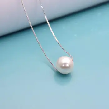 Argint 925 Bijuterii Simplu Moda Fierbinte 10mm Lanț Pearl Colier kolye collares bijoux femme S-N55