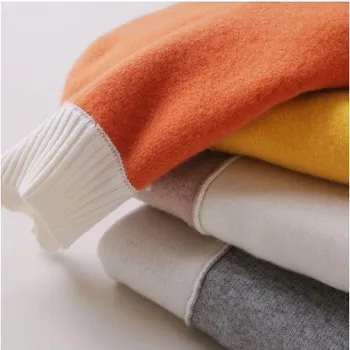Noi Cașmir Pulover Femei High-Gât Culoare de Potrivire Lână Pură Pulover Moda Plus Dimensiune Cald Tricotate Bottom Shir