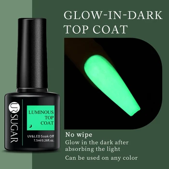 UR ZAHĂR Luminos Gel de unghii Top Coat Semi Permanent Strălucire În Întuneric Soak Off UV Gel cu LED-uri Lac de Unghii Unghiile de Halloween Pentru Manichiura