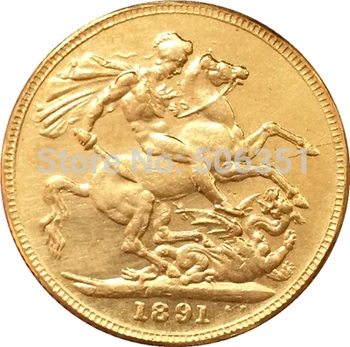 24 - K placat cu aur de Monede Britanice copia 1891