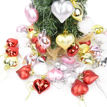 12pcs/lot Decorare Pom de Crăciun Inima de Crăciun Pandantiv Bile Agățat Ornament DIY Petrecere de Craciun pentru Casa si gradina Decor Natal