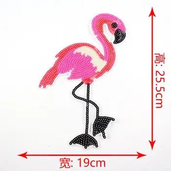 Patch-uri pentru îmbrăcăminte tricou Femei 250mm Flamingo Paiete, Paiete T-shirt Femei de Moda Topuri Tricou Fata de Patch-uri de Haine