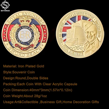 ER Royal Engineers D-ZI Sabie Plaja Placat cu Aur Comemorative Moneda