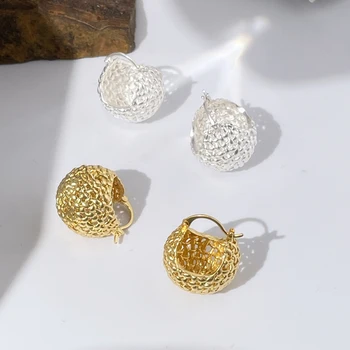 HANGZHI Nou Gol Grilă în formă de U Geometrice Coș de Flori Design de Aur de Argint de Culoare Hoop Cercei pentru Femei de Moda de Bijuterii din Metal