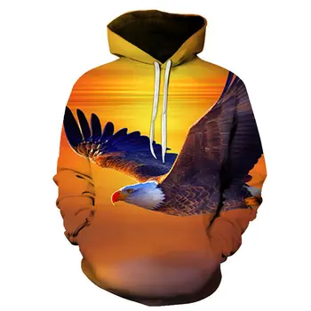 Bărbați Pulover de Primăvară Și de Toamnă Vulturul Animal de Imprimare 3D cu Gluga Hanorac Cool Tricou Trendy Moda All-meci Hoodie Pulover 4XL