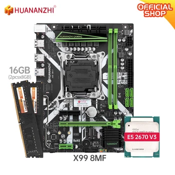 HUANANZHI X99 8M F X99 Placa de baza cu procesor Intel XEON E5 2670 V3 cu 2*8G DDR4 NON-ECC memorie kit combo set