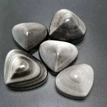 40-50mm naturale Frumoase de argint obsidian Piatră sculptate Inimile pentru decor