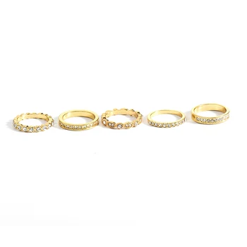 Noi 5Pcs/Set de Aur și Argint Culoare Inel Rotund Set Cristal midi Ring anillos anel Inele pentru Femei de Moda de Nuntă de Bijuterii Cadou
