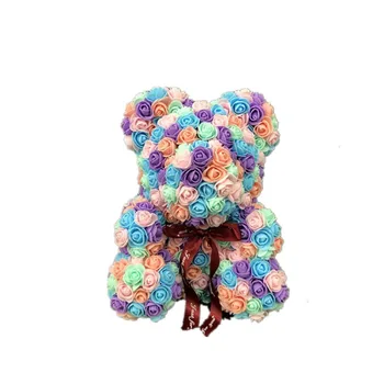 Multicolor Rose Teddy Bea Artificial Crescut cu Spumă de Săpun Urs din Flori Petrecere de Craciun Decor Femei Îndrăgostiților Cadouri 25cm
