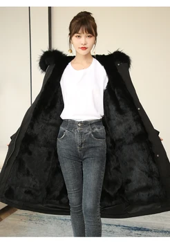 Femei hanorac haină de blană adevărată de mare naturală de raton guler de blană cu glugă de blană de iepure parka cald gros 2020 hanorac jacheta de iarna