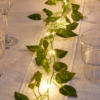 2M 25 LED-uri de Simulare Rattan Frunze de Sârmă de Cupru Lumini Șir de Nunta de Decorare pentru Casa Xmas Decor Decor Petrecere
