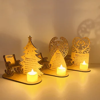 Crăciun fericit în Rai Amintirea Lumânare Ornament DIY Memorie Tealight LED Lumânare de Crăciun Ornament din Lemn