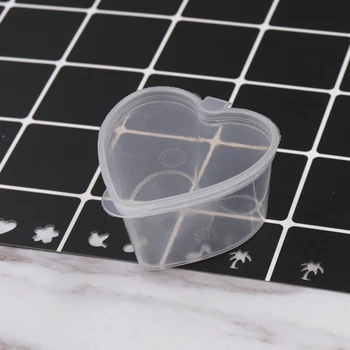 10buc/set Cutie de Depozitare din Plastic cu Capac Recipient Organizator Pentru Bijuterii Cercel Transparent Forma de Inima Cutie de Depozitare