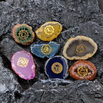 7pcs/lot Naturale Agat Energie Chakra Meditație Rune Simbol Piatra de Cristal Quartzs de Vindecare Reiki, Yoga Divinație Cadou Decor