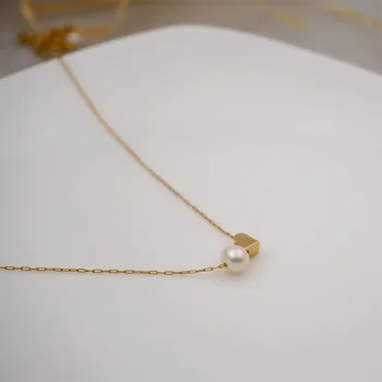 Noua Moda Lanț de Aur Perla Naturala in forma de Inima Pandantiv Colier Bijuterii pentru Femeia din Oțel Inoxidabil Cravată Clavicula Lanț Cadouri