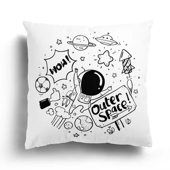 La modă în alb și negru stele astronaut plus față de pernă canapea acasă pernele de acoperire de desene animate model de pernă pot fi personalizate