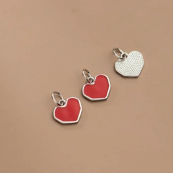 TrustDavis Real Argint 925 Moda Romantic Red Heart Charm Pandantiv Handmade, DIY Accesorii Fine S925 Bijuterii HY298