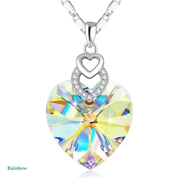 3 Inimi Cristale de Argint Colier pentru Femei Fata Pandantiv Cadou Rafinat, plin de grație Moda Cadouri Aniversare fors Ziua Mamei