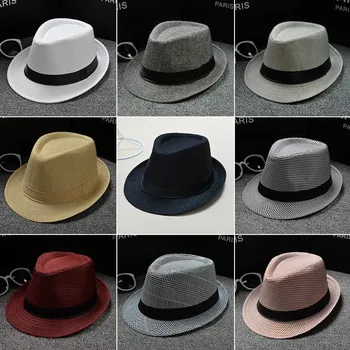 Bărbați Femei Clasic Straw Fedora Pălărie Margine Largă Pălărie Panama Petrecere De Vara Fedoras Rochie Pălărie