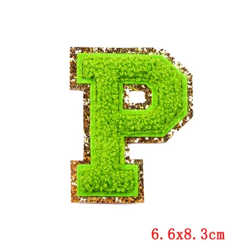 Petic verde Litere Paiete Prosop Patch-uri Brodate Pentru Îmbrăcăminte DIY Saci Jacheta de Fier Pe Accesorii Alfabetul Aplicatiile