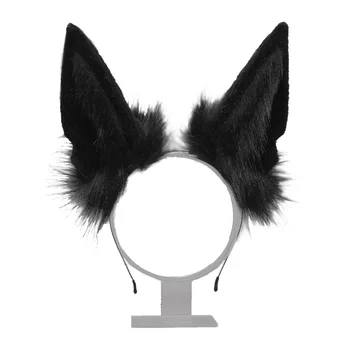 Lucrate manual cu Blană Drăguț de Pluș Bentita ia Anubis Lup Pisică Câine Urechi Negre de Păr Alb Hoop Pălării de Cosplay Costum Accesorii